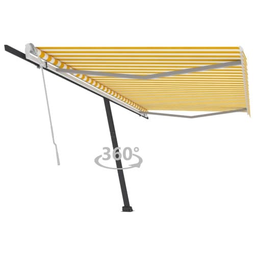 Fristående markis manuellt infällbar 500x350 cm gul/vit
