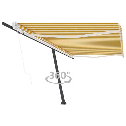 Fristående markis automatisk 500x350 cm gul/vit