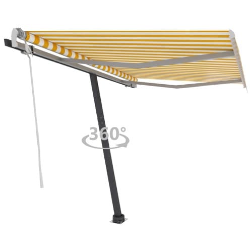 Fristående markis manuellt infällbar 350x250 cm gul/vit