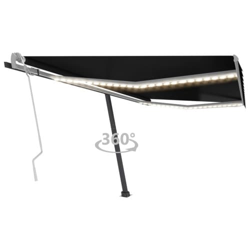 Markis med LED manuellt infällbar 450x350 cm antracit