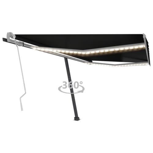Markis manuellt infällbar med LED 400x350 cm antracit