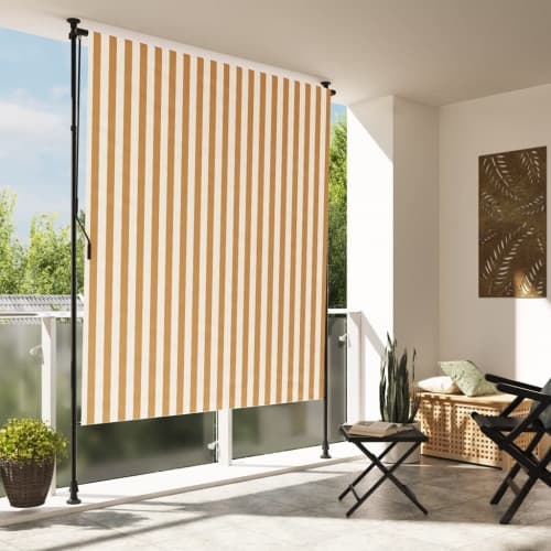 Rullgardin utomhus orange och vit 150x270 cm tyg&stål