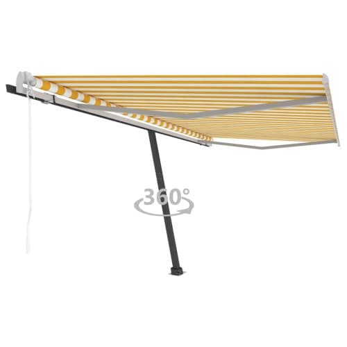 Fristående markis automatisk 450x350 cm gul/vit