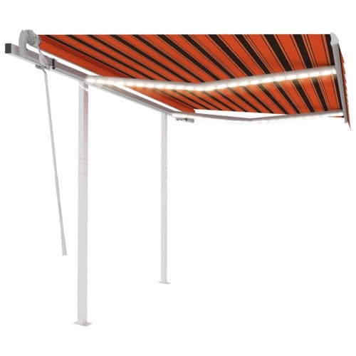 Markis manuellt infällbar med LED 3x2,5 m orange och brun