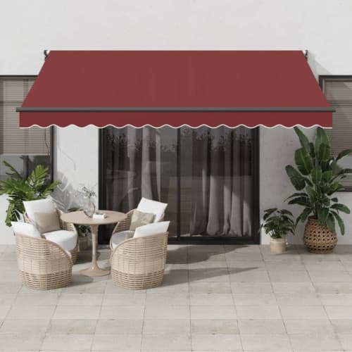 Markis automatiskt infällbar vinröd 400x300 cm