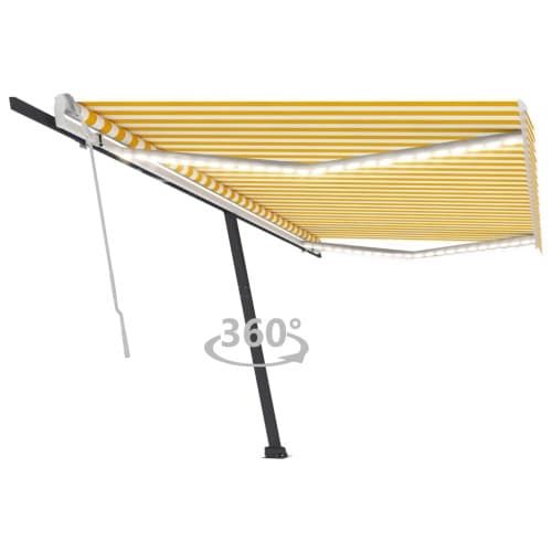 Markis manuellt infällbar med LED 500x300 cm gul och vit