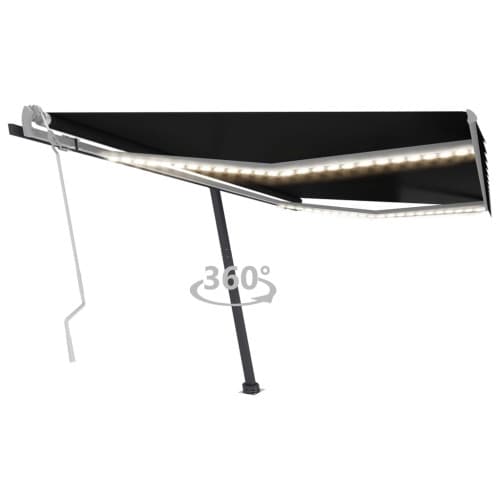 Markis manuellt infällbar med LED 400x300 cm antracit