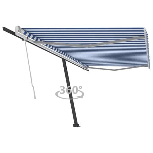 Fristående markis manuellt infällbar 500x350 cm blå/vit