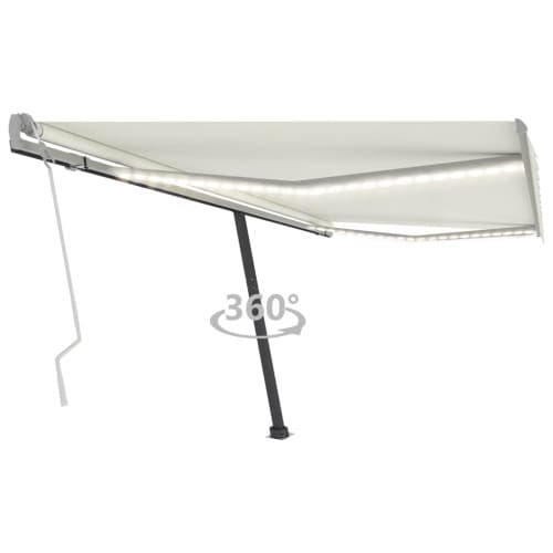 Markis manuellt infällbar med LED 450x300 cm gräddvit