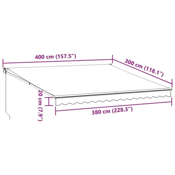 Markis manuellt infällbar vinröd 400x300 cm