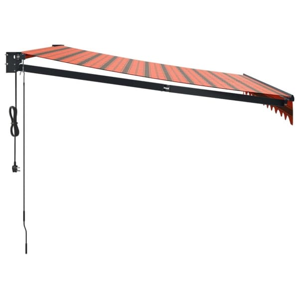Automatisk infällbar markis orange och brun 3x2,5 m