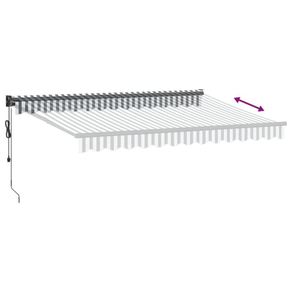 Markis infällbar antracit och vit 3,5x2,5 m tyg&aluminium