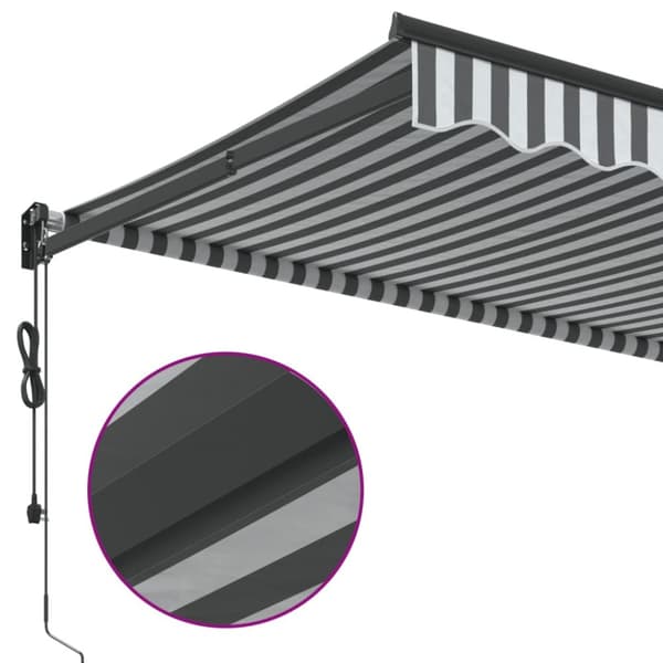 Markis infällbar antracit och vit 3,5x2,5 m tyg&aluminium