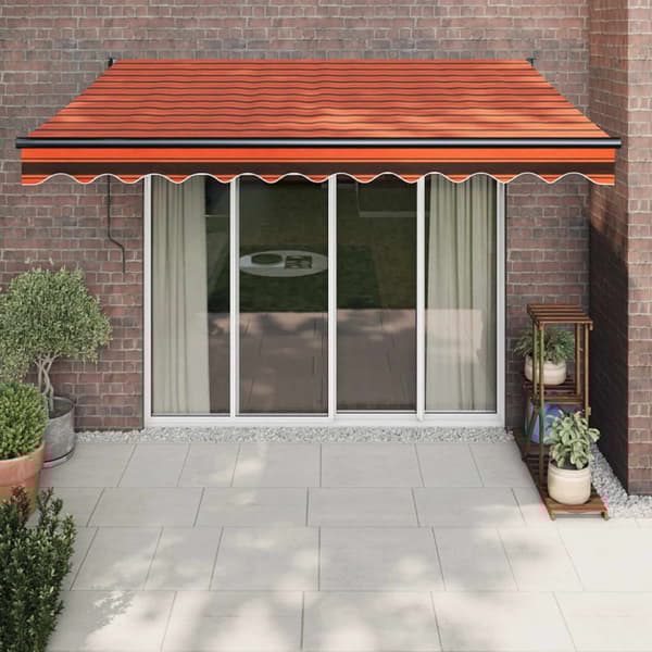 Automatisk infällbar markis orange och brun 3,5x2,5 m