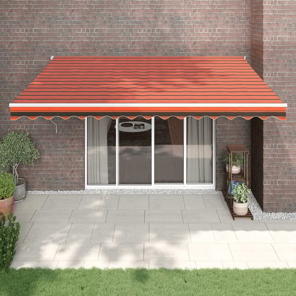Automatisk infällbar markis orange och brun 4,5x3 m