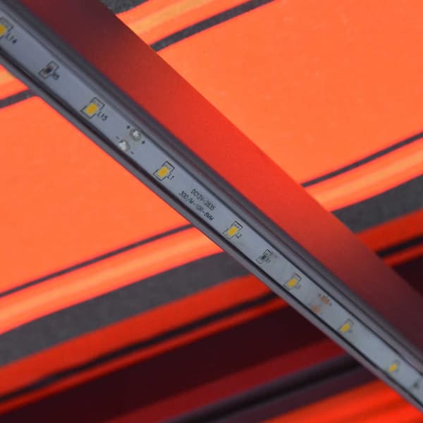 Markis manuellt infällbar med LED 300x250 cm orange och brun