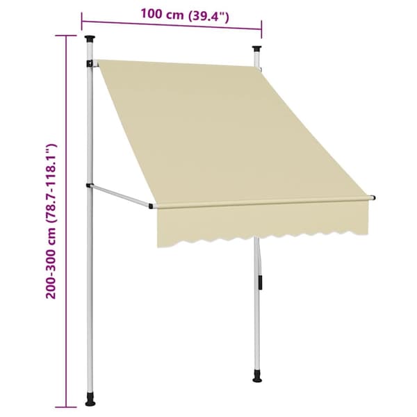 Markis manuellt infällbar 100 cm gräddvit
