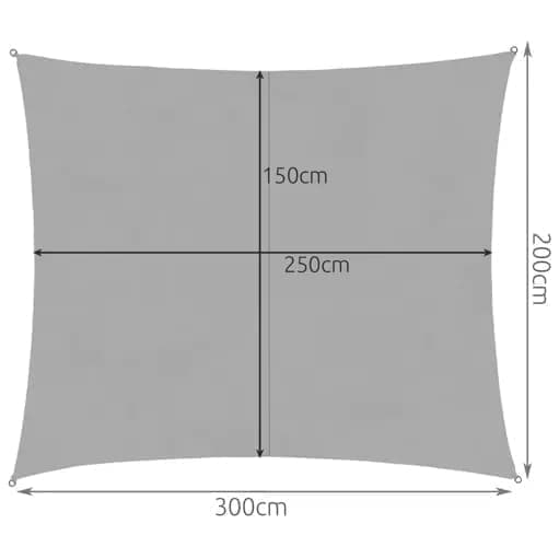 Solsegel / Segelduk - Vattentät - 3x2 m - 180g/m2