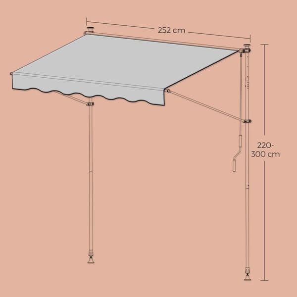 Klämmonterad Markis, 400x120 cm, Antracit