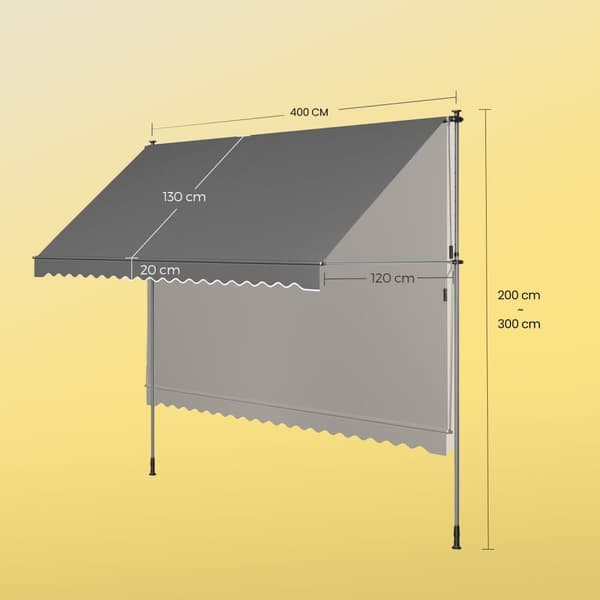 Justerbar Markis, 400x120 cm, Antracit