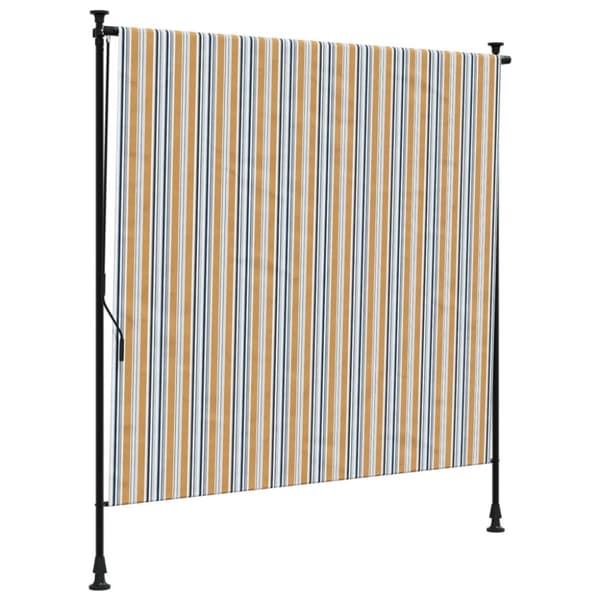 Rullgardin utomhus gul och vit 150x270 cm tyg&stål