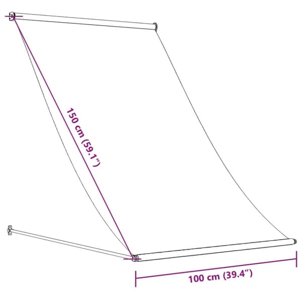 Infällbar markis antracit 100x150 cm tyg och stål