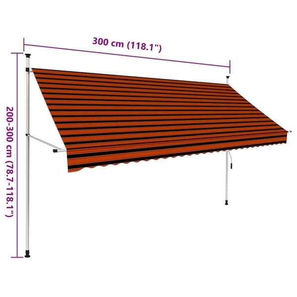 Markis manuellt infällbar 300 cm orange och brun