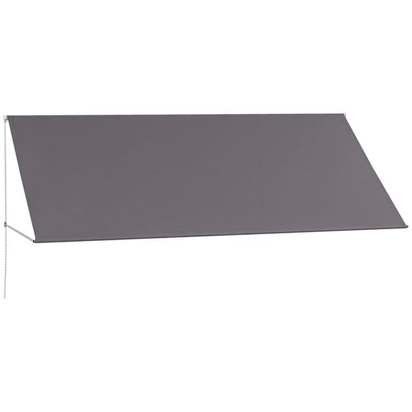 Rootz 300x120cm markise - baldakin - manuelt udtræk - UV -beskyttelse - Justerbar vinkel - Aluminium & polyester - Grå