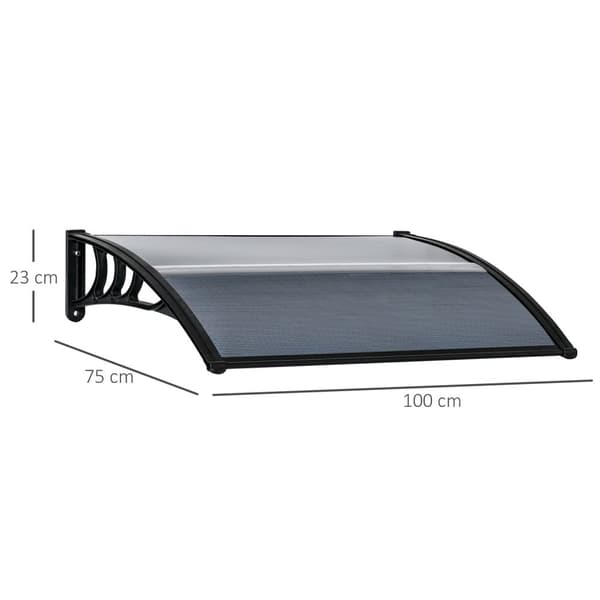 Rootz baldakin - frontdør tag - tag til vinduer - optimal beskyttelse - 100L x 75b x 23H cm - sort