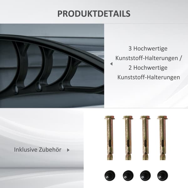 Rootz baldakin - frontdør tag - tag til vinduer - optimal beskyttelse - 100L x 75b x 23H cm - sort