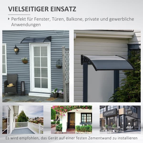 Rootz baldakin - frontdør tag - tag til vinduer - optimal beskyttelse - 100L x 75b x 23H cm - sort