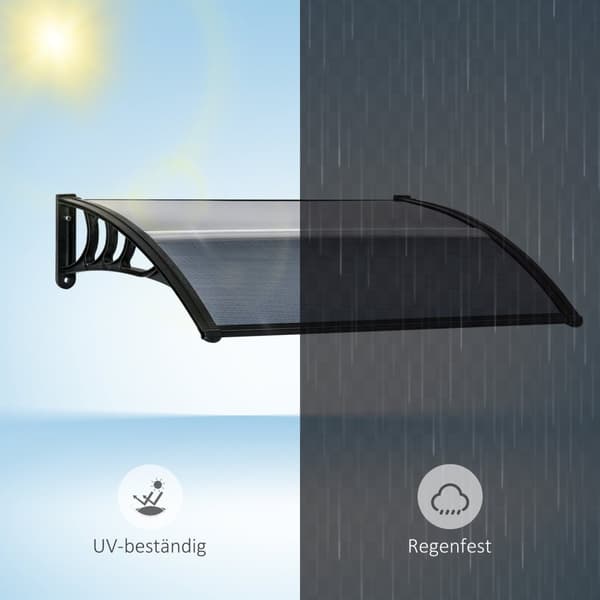 Rootz baldakin - frontdør tag - tag til vinduer - optimal beskyttelse - 100L x 75b x 23H cm - sort