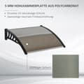 Miniatyrbild 4 av 10: Rootz Door Roofing - Canopy Awisning - Weather Shield - Skydd mot regn, vind & hagel - 103 x 96,5 x 27 cm - brunt polykarbonat och aluminium