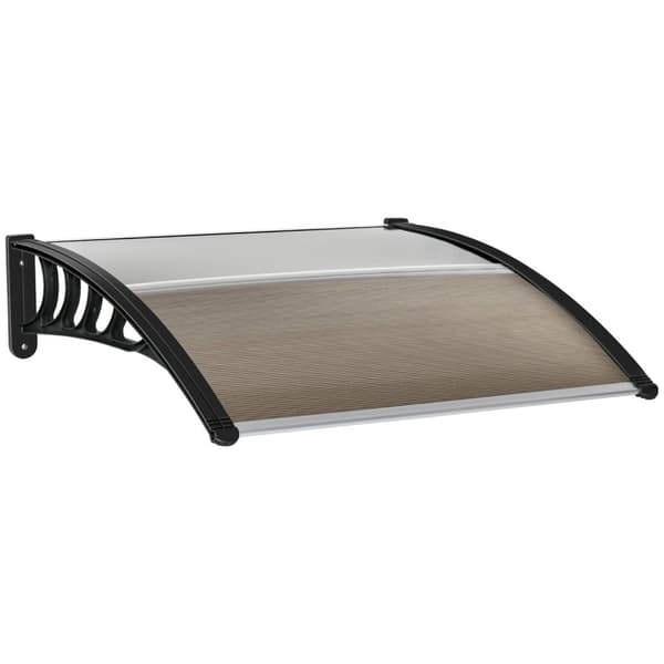 Rootz Door Roofing - Canopy Awisning - Weather Shield - Skydd mot regn, vind & hagel - 103 x 96,5 x 27 cm - brunt polykarbonat och aluminium