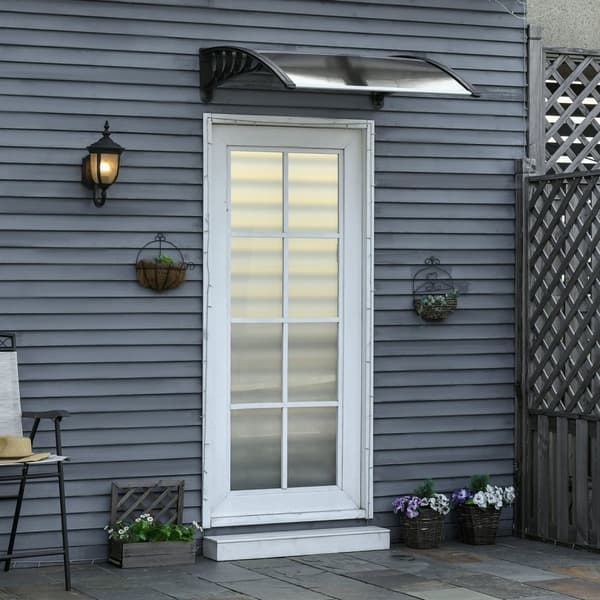 Rootz Door Roofing - Canopy Awisning - Weather Shield - Skydd mot regn, vind & hagel - 103 x 96,5 x 27 cm - brunt polykarbonat och aluminium