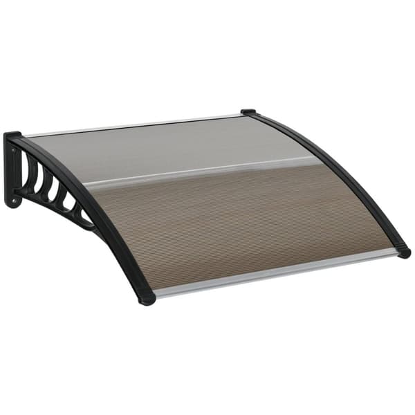 Rootz Door Roofing - Canopy Awisning - Weather Shield - Skydd mot regn, vind & hagel - 103 x 96,5 x 27 cm - brunt polykarbonat och aluminium