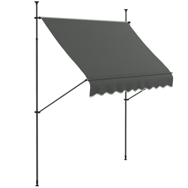 Rootzin vapaasti seisova käsikirja Laajennettava markiisi - ulkoilma auringonvarjo - sisäänvedettävä sokea - UV -suoja - 2,5 m x 1,2 m x 2,1-3m