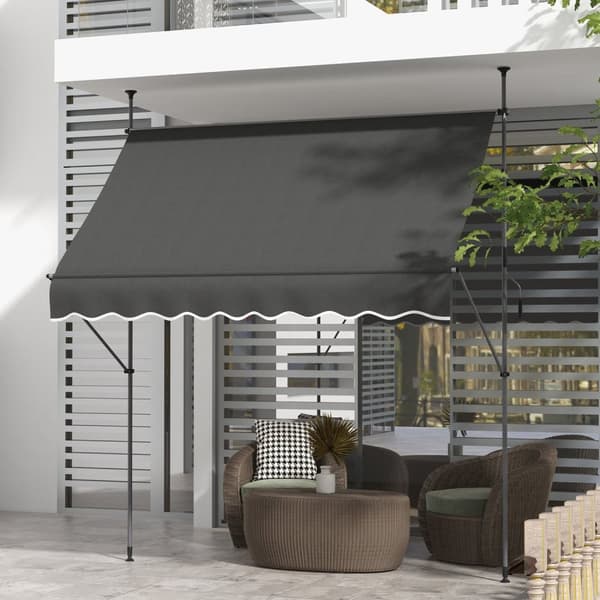 Rootzin vapaasti seisova käsikirja Laajennettava markiisi - ulkoilma auringonvarjo - sisäänvedettävä sokea - UV -suoja - 2,5 m x 1,2 m x 2,1-3m