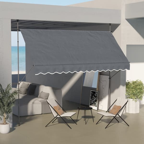 Rootzin vapaasti seisovat terassi -markiisi - sisäänvedettävä katos - Säädettävä auringonvarjostin - UV -suoja - 3,5m x 1,2 m x 2,1-3m - harmaa