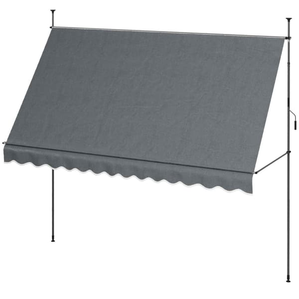 Rootzin vapaasti seisovat terassi -markiisi - sisäänvedettävä katos - Säädettävä auringonvarjostin - UV -suoja - 3,5m x 1,2 m x 2,1-3m - harmaa