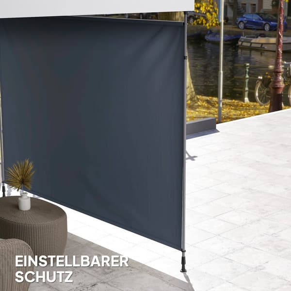 Rootz Klemmmarkise med håndsving - Justerbar fælles armmarked - Solbeskyttelse - UPF30+ - 350 cm x 221-311 cm - Grå