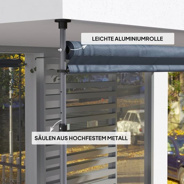 Rootz Klemmmarkise Joint Arm Awnle - Udendørs markise - Solbeskyttelse - UPF30+ Coating - 400 cm x 221-311cm