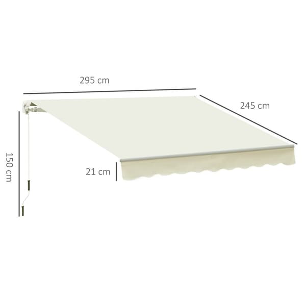 Rootzin sisäänvedettävä markiisi - Säädettävä auringonsuojelu - vedenpitävä katos - alumiinirunko - 2,95m x 2,45m - valkoinen