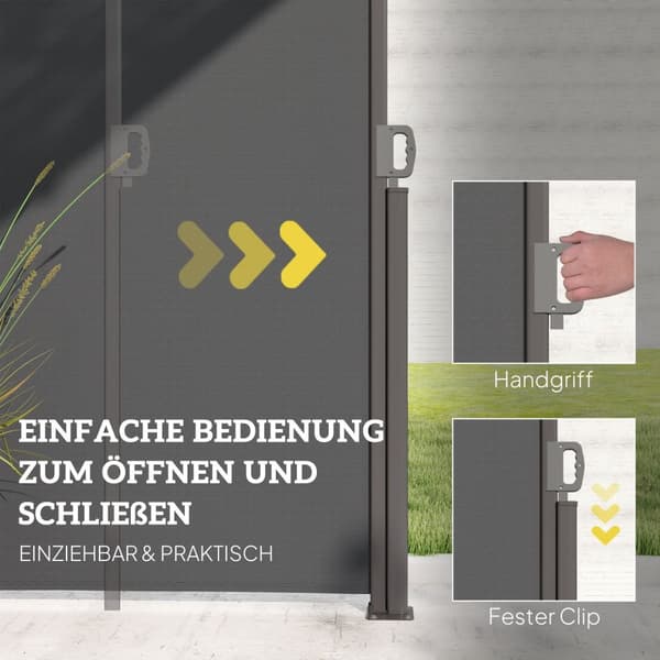 Rootz Side Awner - Udvidelig uigennemsigtig beskyttelse af privatlivets fred - Solbeskyttelse - UV -resistent - 300 x 180 cm