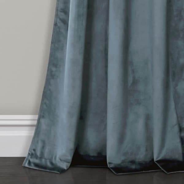 Pannor - Lush Decor - Prima Velvet - Blå Skiffer - 213.36 x 96.52 cm - Sammet