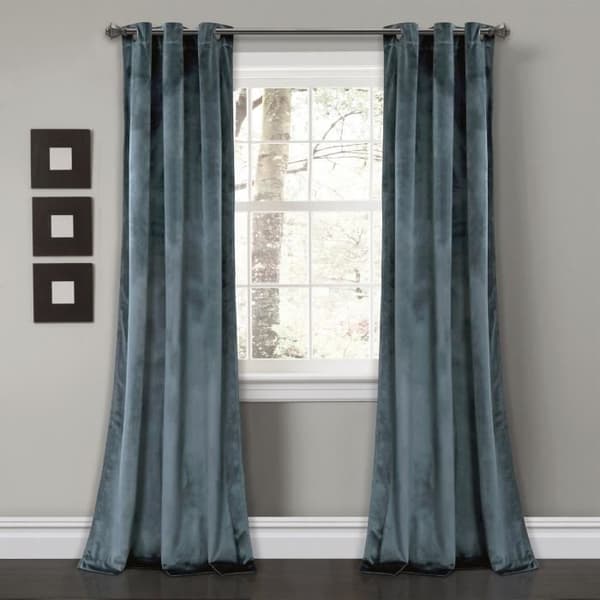 Pannor - Lush Decor - Prima Velvet - Blå Skiffer - 213.36 x 96.52 cm - Sammet