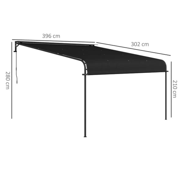 Pergola, 396P x 302L x 210/280K cm, Tummanharmaa
