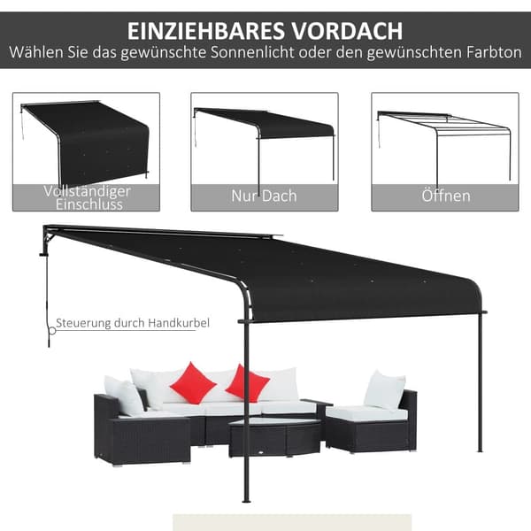 Pergola, 396P x 302L x 210/280K cm, Tummanharmaa