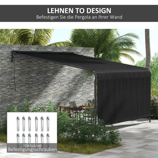 Pergola, 396P x 302L x 210/280K cm, Tummanharmaa