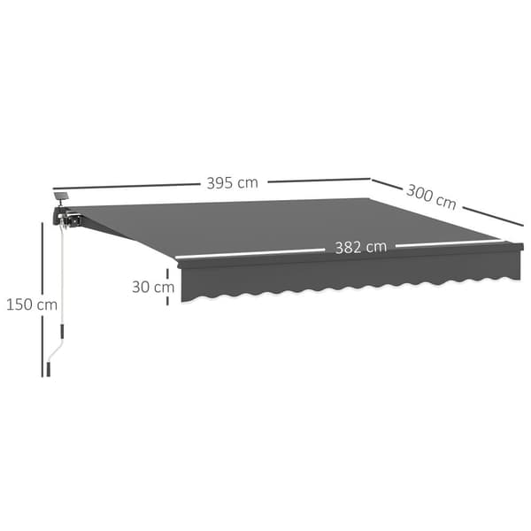 Markis, Solar-Lichte Gelenkarmmarkise, 395x300 cm, Grå